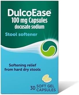 100 mg Docusate Sodium Capsules - Softening Constipation Relief - Pack of 30 Soft Gel Capsules - Stool Softening Laxative