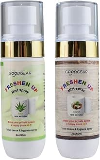 Goodgear 120ml 2 in 1 unisex toilet paper & intimate hygiene spray|Create flushable wipe|Sports & outdoors moisturise anti chafing|Camping toilet hygiene(Aloe vera and coco)