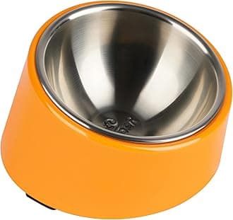 SuperDesign Mess Free 15° Slanted Bowl for Dogs and Cats, Tilted Angle Bulldog Bowl Dog Feeder, Non-Skid & Non-Spill, Easier to Reach Food L/2 Cup Bright Orange
