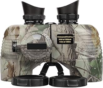 Marine Binoculars with Compass and Rangefinder for Adults - Waterproof 10x50 HD Binoculars BAK4 Prism FMC Lens, with Harness Strap for Navigation Hunting Bird Watching, Boating