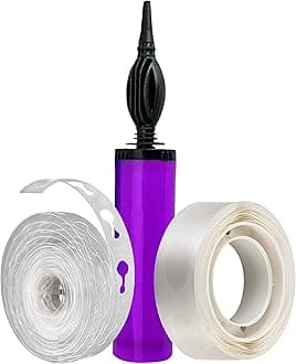 Just Party Hand Held Balloon Air Pump Inflator for Pastle Balloons, 5 Meter Balloon Arch Kit & 1 Roll of 100 pc Removable Glue Dot for Decoration of Birthday/Anniversary/Engagement