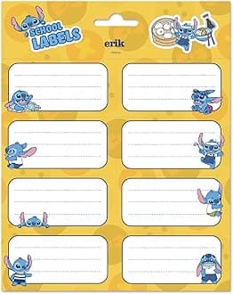 Grupo Erik Stitch Gift Tags & Labels - 60 Coloured Stickers, School Name Stickers, Food Labels, Kids Stickers