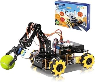 5DOF Smart Robot Arm Car Kit, 4WD Remote Control Car Compatible with Arduino/Python/Blockly Programming Project/STEM Education/Science Coding Kit for 12+ Teens and Adults Unique Gifts
