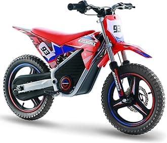 AIII 36V Electric Dirt Bike for Kids 4-8, High Performance 350W Racing Grade Motorcycle, Up to 18.6MPH, 3 Speed Settings, 14-Inch Off-Road Tires, Dual Disc Brakes & Advanced Shock Absorption, Red