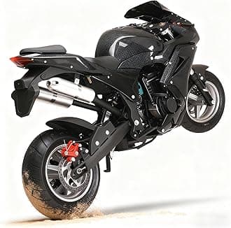 49cc 4-Stroke Pocket Bike,Mini Gas Motorbike,Off Road Trail Bike Dual Headlights Rubber Handlebar 1.8L Gas Tank Motorcycle Strong Power 200kg Mini Bike Motorcycle USA Warehouse (black plus)