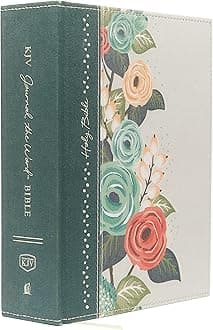 KJV, Journal the Word Bible, Large Print, Cloth over Board, Green Floral, Red Letter