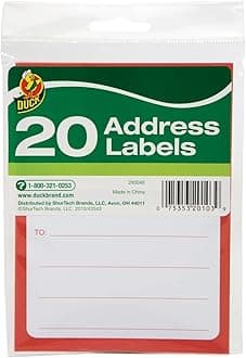 Duck Brand To/From Pressure-Sensitive Address Mailing Labels, 20 Label Pack (280048),White