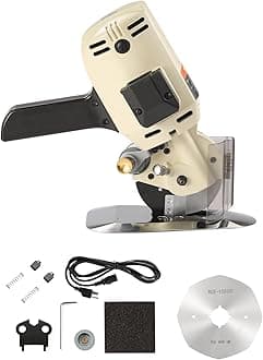 VEVOR Electric Sewing Scissors 250W Rotary Fabric Cutter Cutting Thickness 27mm Octagonal Blade Electric Cutter 100mm 1 Replacement Blade Sharpening Stone for Cutting Textile Cooking