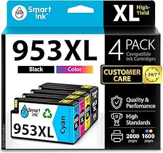 Compatible Ink Cartridge Replacement for HP 953XL 953 XL 4 Multipack (Black XL & C/M/Y) with Advanced Chip Technology to use with HP Officejet pro 7720 7730 7740 8710 8715 8720 8725 Printer